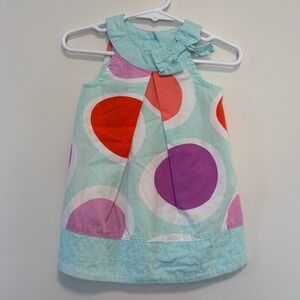 Gymboree 2014 Blue Big Dot Bow Cotton Dress Baby Girl Size 6-12 Months